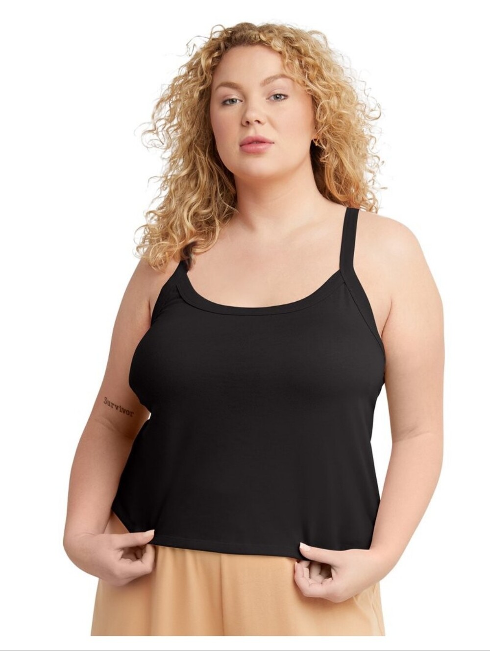 Hanes Originals Womens Plus Size Soft Wash Tank, Black